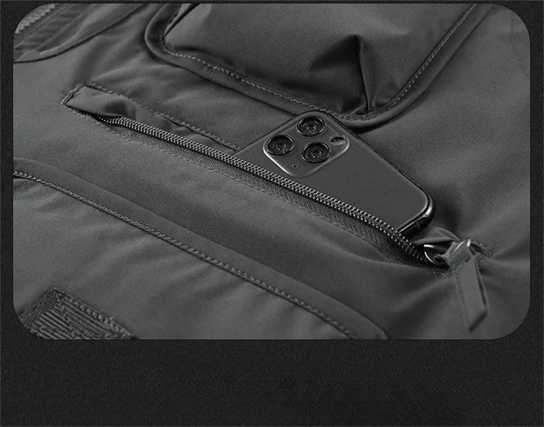 Gilet da Esterno Multi-Tasca Traspirante Giacca da Pesca Gilet da Strada Gilet da Pesca Gilet da Campeggio for Escursioni all'aperto(Khaki,L)