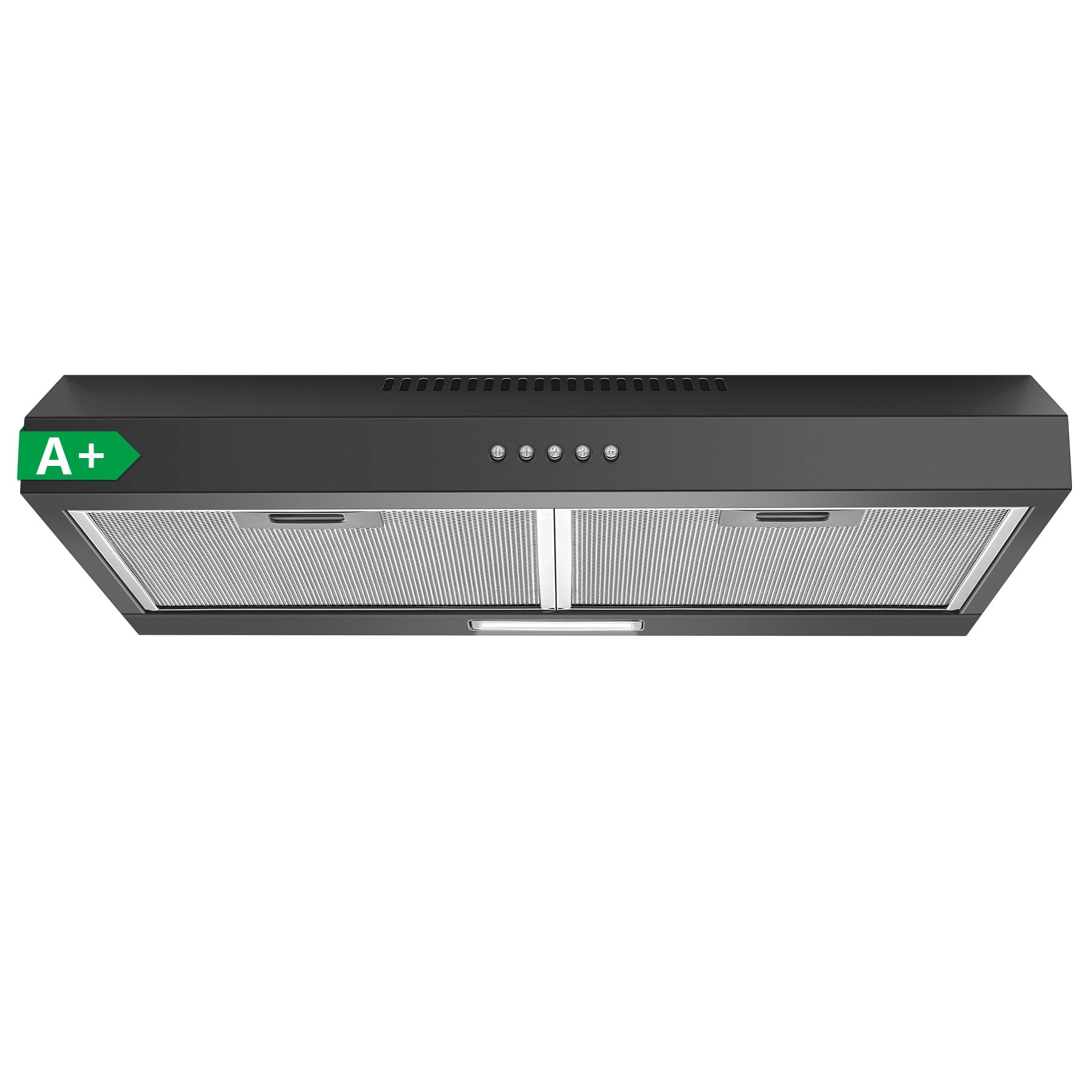 TopStrong Cappa Aspirante 60 cm Sottopensile, 250 m³/h Cappa Cucina Slim, 3 Velocità, Classe Energetica A+, LED, Ricircolo e Scarico, Nero