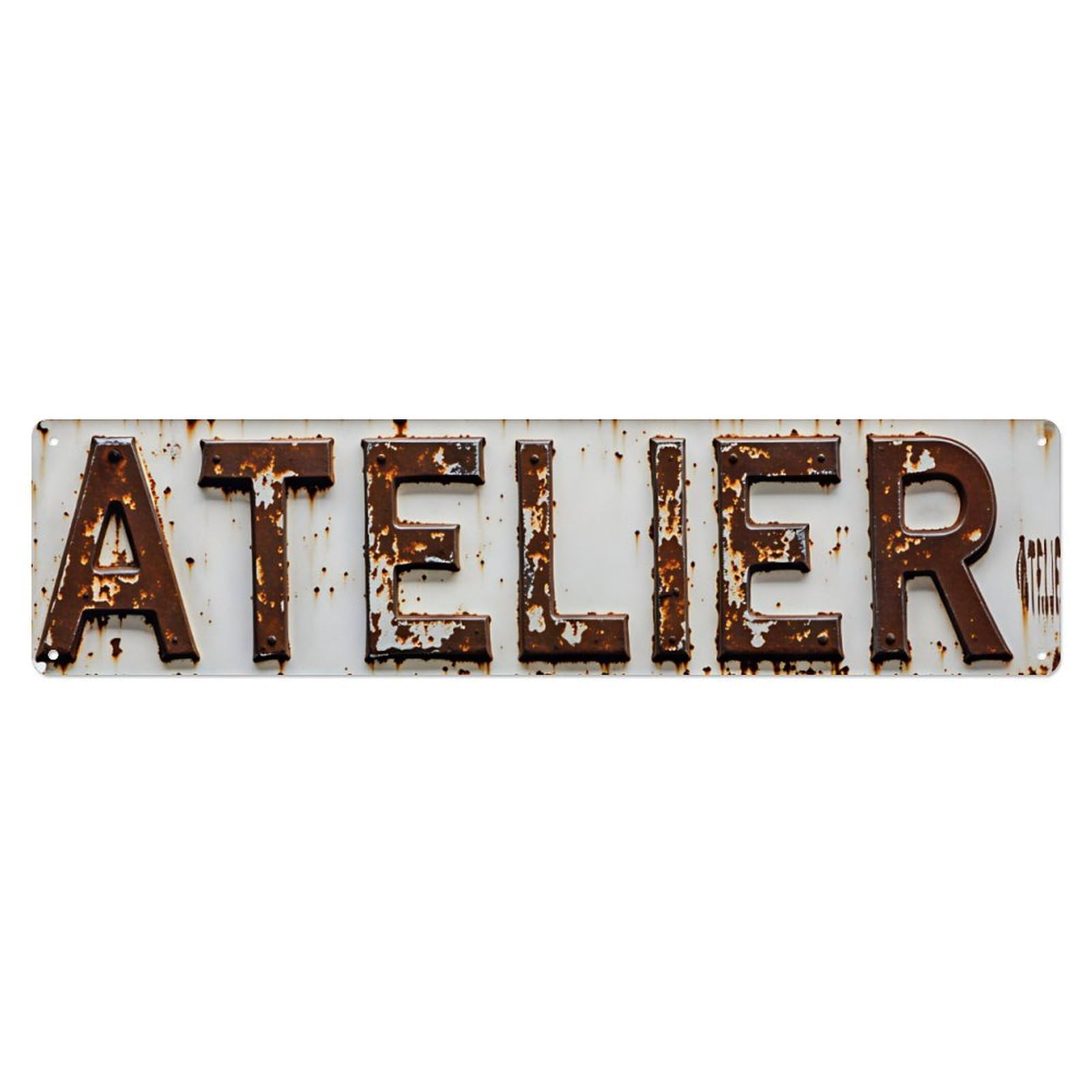 Rusty 3D Letter Atelier French Workshop Sign Vintage Aluminium Metal Sign, Retro Wall Decor for Home, Bar, Garage & Farmhouse 10 * 40cm