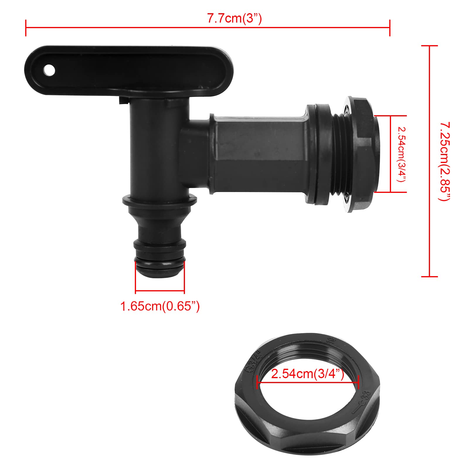 Rubinetto Adattatore In Plastica Per Serbatoio Acqua Piovana - Filetto 3/4 BSP