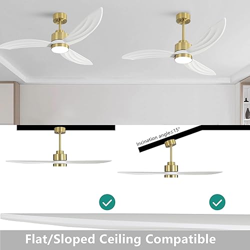 Miniatura 6 de ELEHINSER Ventilador de techo de madera de 64 pulgadas con luces y control remoto, 3 aspas de 6 velocidades reversible con motor CC para cocina,