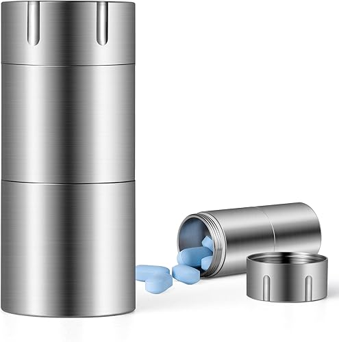 Miniatura 1 de TISUR Pastilleros portátiles, pastillero de titanio de metal con bolsillo pequeño para pastillero, llavero, impermeable, botella de píldoras,