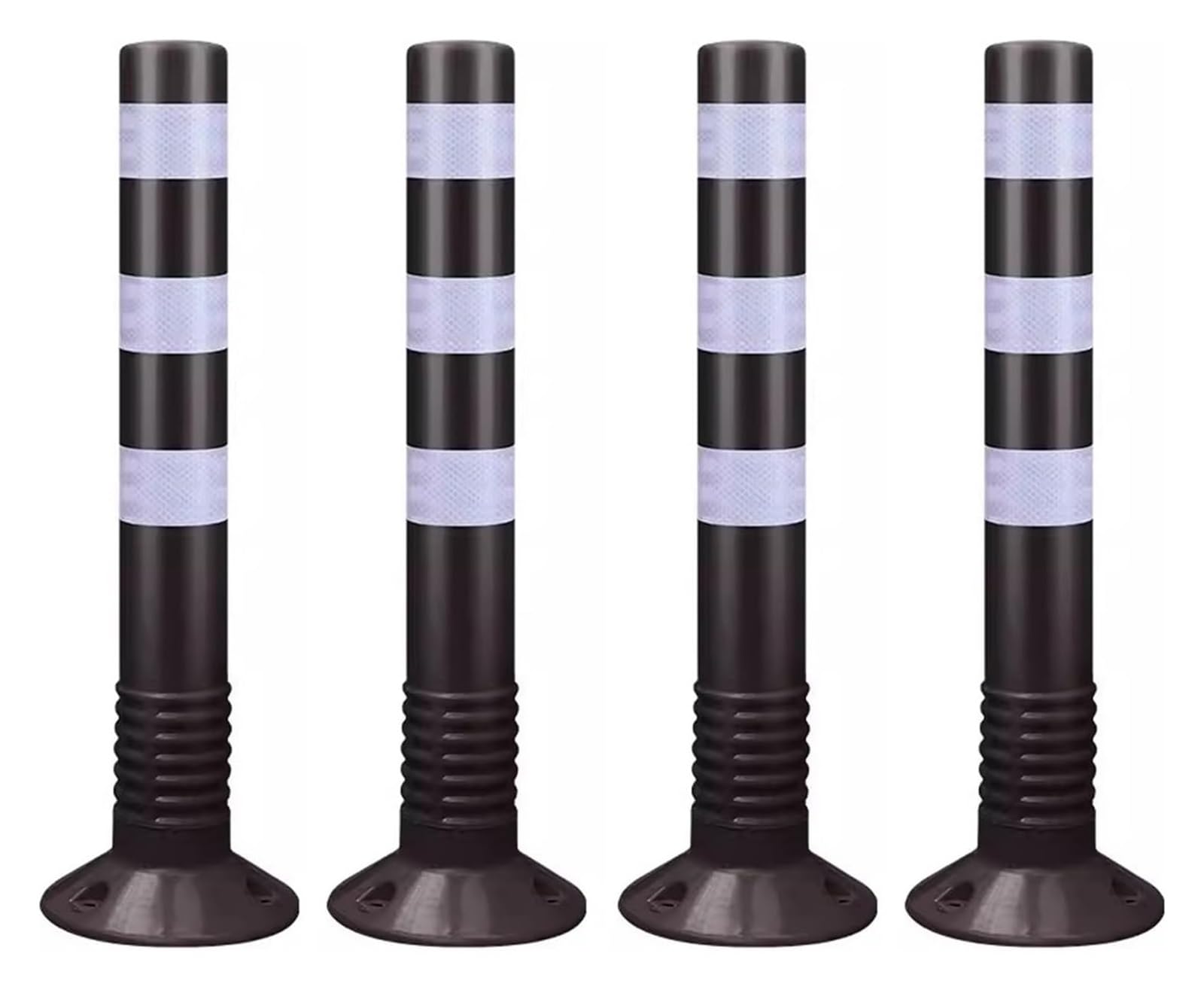 HCZKIUJY Traffic Delineator Post,Safety Warning Column, Parking Cones Traffic Delineator Safety Post for Parks/Garden Pathways/Streets Commercial Flexible Caution Bollard (Black 4 Pack)