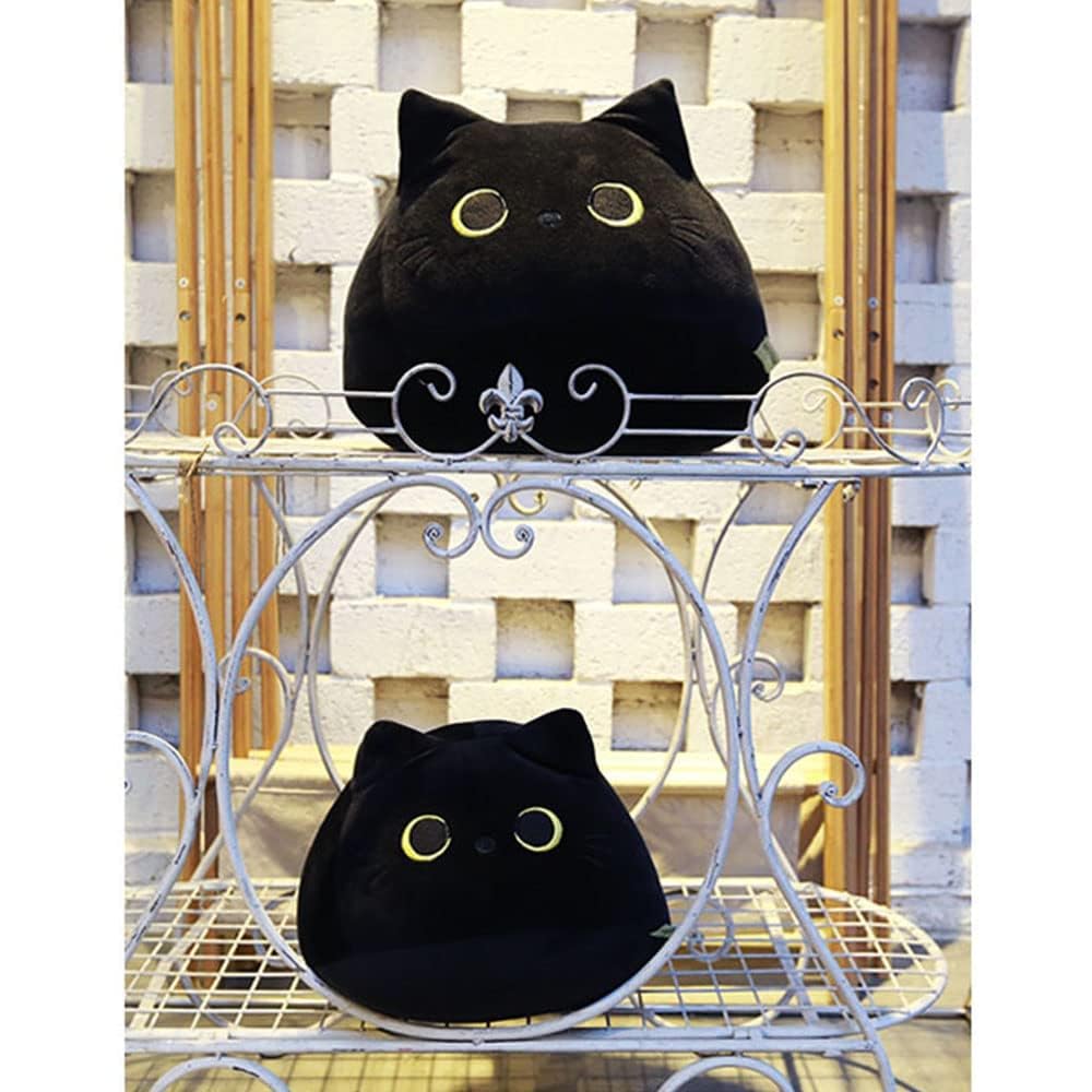 Peluche Kawaii Gato Negro De 30 Cm | Almohada De Peluche Suave Y Redonda, Regalo Para Niñas Y Coleccionistas