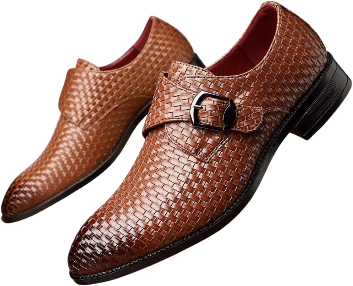 Santimon Men's Monk Strap Shoes - Breathable Leather Design