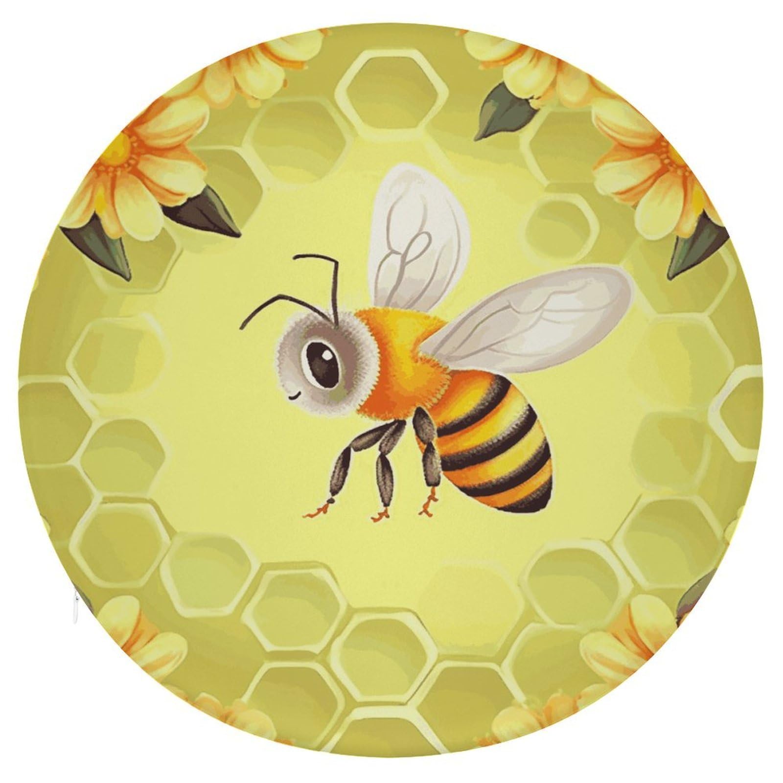 Wsoihfec Style Bee In Flower Seat Cushion Round Chair Pad
