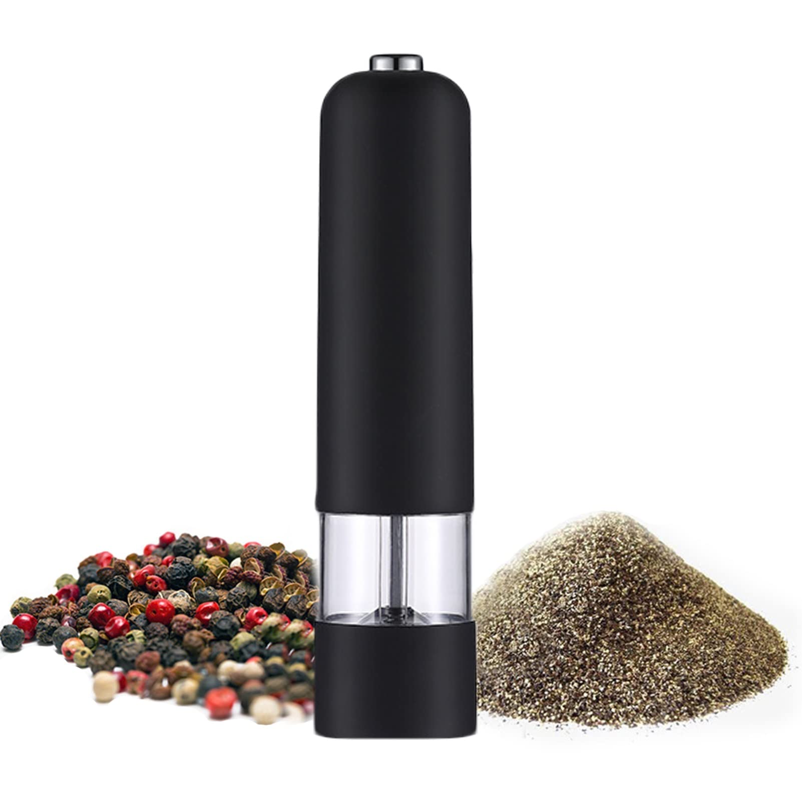 Electric Salt and Pepper Grinder, Battery Operated, Salt and Pepper Mills, Adjustable Coarseness,One Handed Operation (Color : Black)