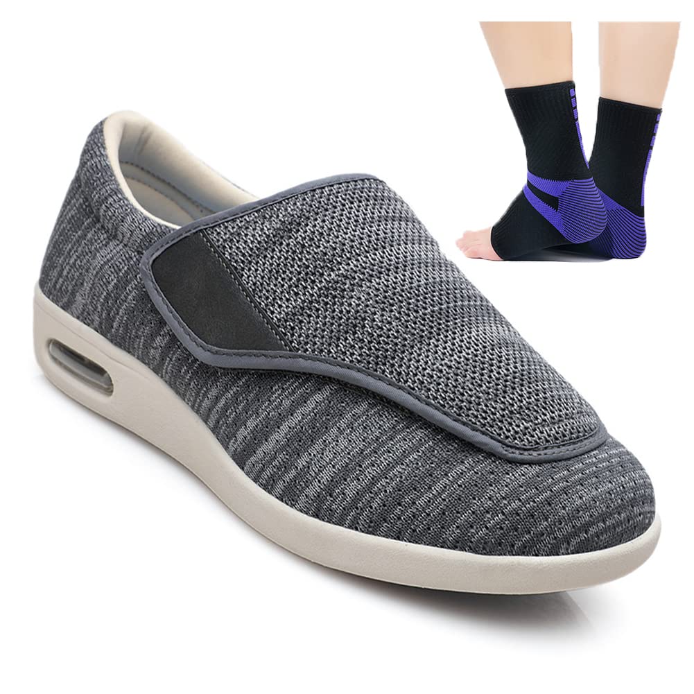 Aocase Diabetic Shoes for Swollen Feet Elder Shoes Men Women Swollen Feet Obese Shoes Extra Wide Health Shoes Preventive Shoes Orthopedic Walking Shoes for Arthritis Swollen,Dark gray,45 EU