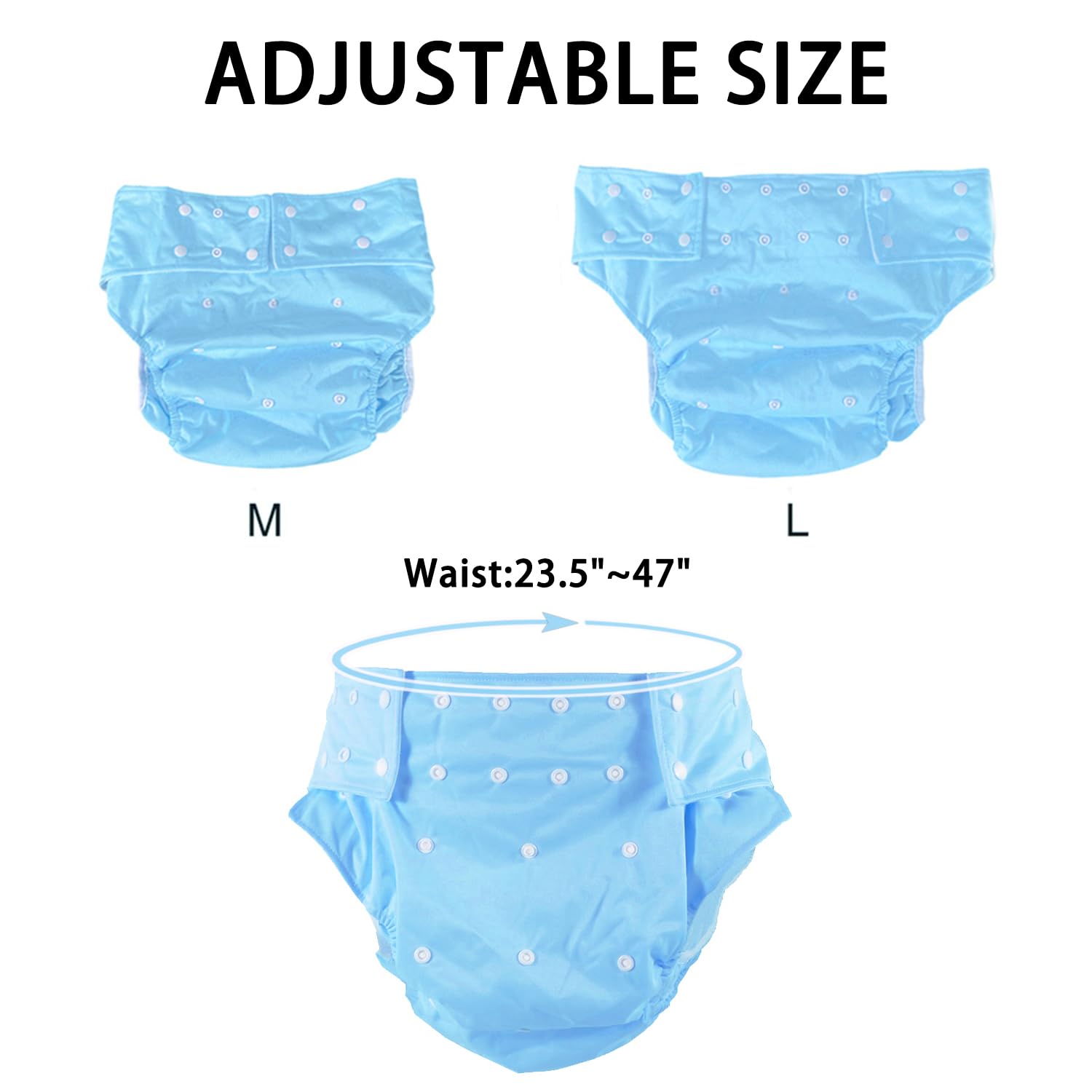 CutiePlusU Pannolino di stoffa per adulti Lavabile Tasca per adulti Copri pannolino Regolabile Riutilizzabile Traspirante Senza perdite - Blu