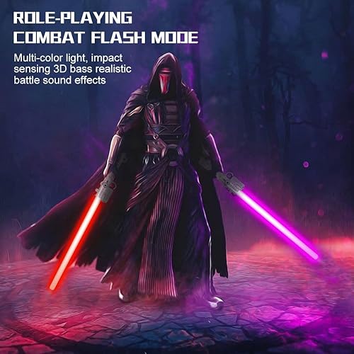 Miniatura 2 de OSDUE Sable de luz para niños, sable de luz LED que cambia de color Star Wars, sable de luz retráctil para niños de 7 colores con sonido FX,