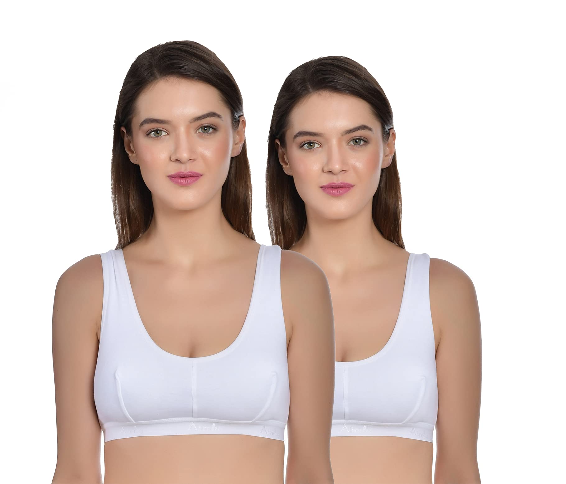 AimlyWomen's Cotton Non-Padded Full Coverage Sports Bra Set Combo Pack of 2 | Gym Bra for Women | Bra for Women Sports | Cotton Sports Bra | Gym Bra for Workout | Sports Bra for Girls