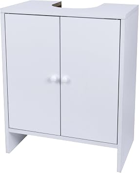 Dylex White Under Sink Bathroom Cabinet Free Standing Sink Bathroom Storage Unit, Basin Cupboard With Shelf W48 x H60 x D30cm
