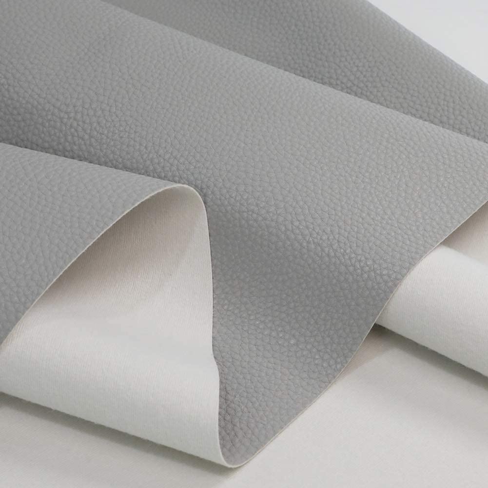 TORRAMI Miękki materiał syntetyczny PU Arkusze ze sztucznej skóry 137 cm x 58 cm, grubość 0,95 mm do tapicerki, rękodzieła, żwirkowy wzór, cielisty szary