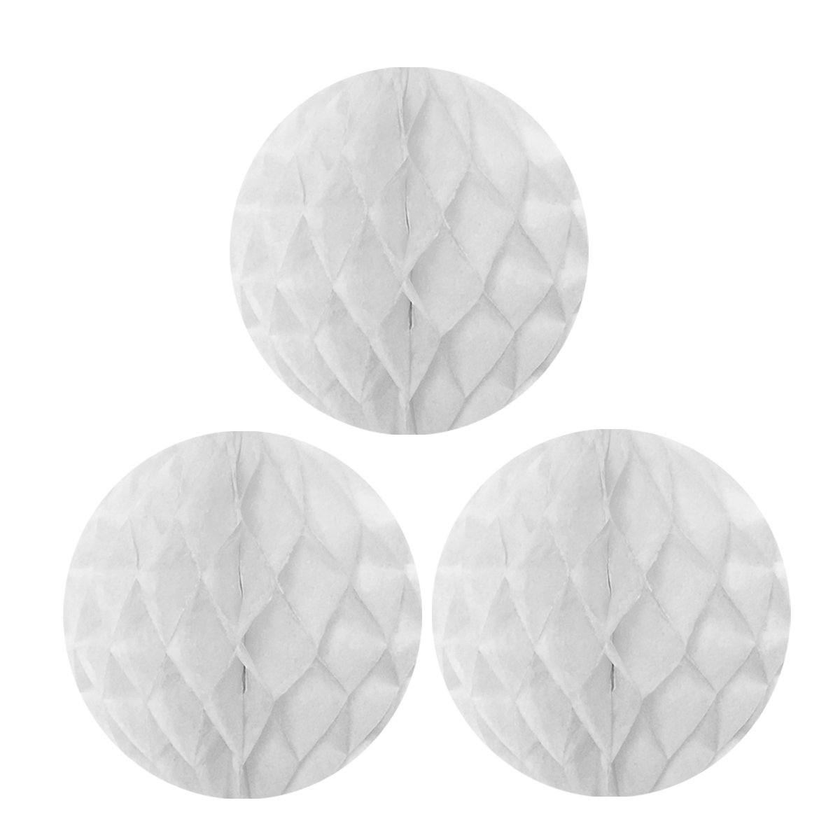 Wrapables Chusteczki z piłką o strukturze plastra miodu dekoracje na wesela, przyjęcia urodzinowe, baby shower i dekoracja do pokoju dziecięcego (zestaw 3), 30 cm, biała