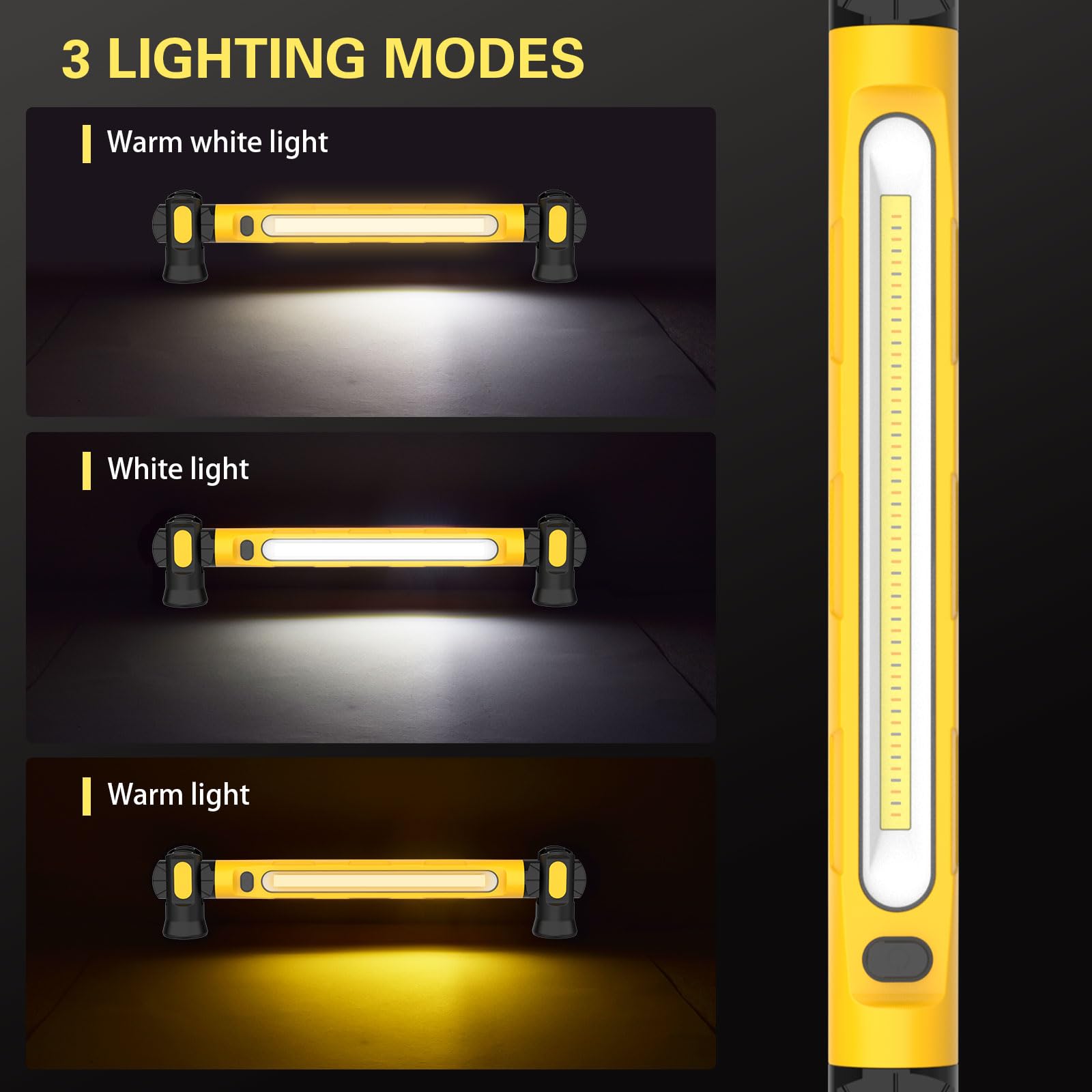 ERAY Akumulatorowa lampa robocza pod maską 3000 lm, lampa inspekcyjna 6000 mAh, 3 tryby kolorów, regulacja 360°, wyjście USB, wodoodporność IP55, przenośna magnetyczna lampa pod maskę, do garażu