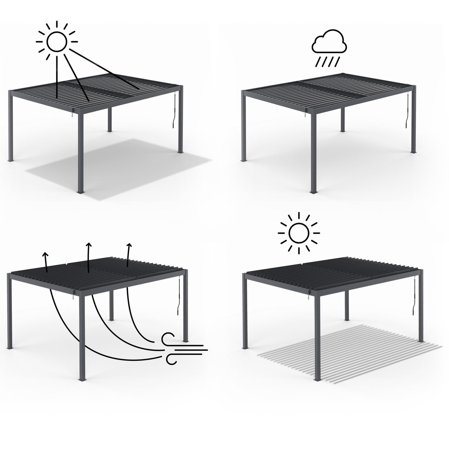 IDMarket - Pergola bioclimatique Lames orientables Acier 3x4 M Gris Anthracite