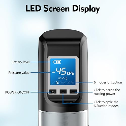 Miniatura 4 de Bomba de vacío eléctrica para pene masculino, bomba de extensión de ampliación de pene con 6 modos de succión, bomba de pene erecciones más grandes
