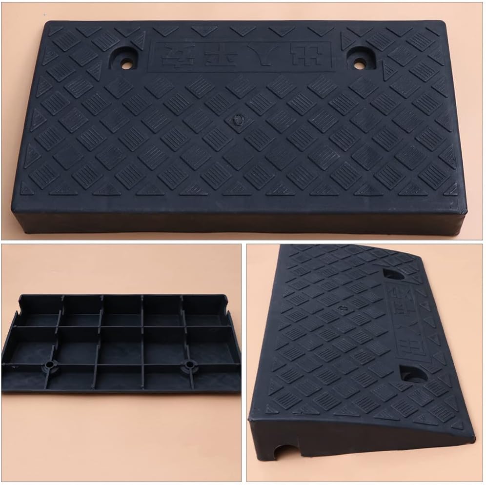 GANAZONO Car Threshold Ramp Curb Ramps for Vehicle Loading Ramp Pad Wide Groove 50x27x9cm Black