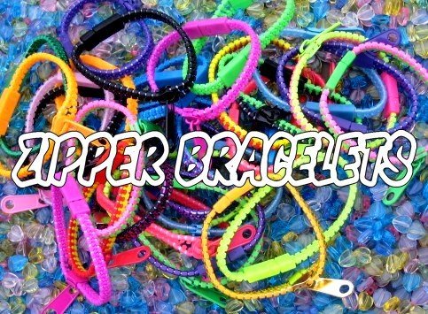 Zipper Bracelets, 50 Pk Assorted Colors, Hottest Most Trendy Jewelry