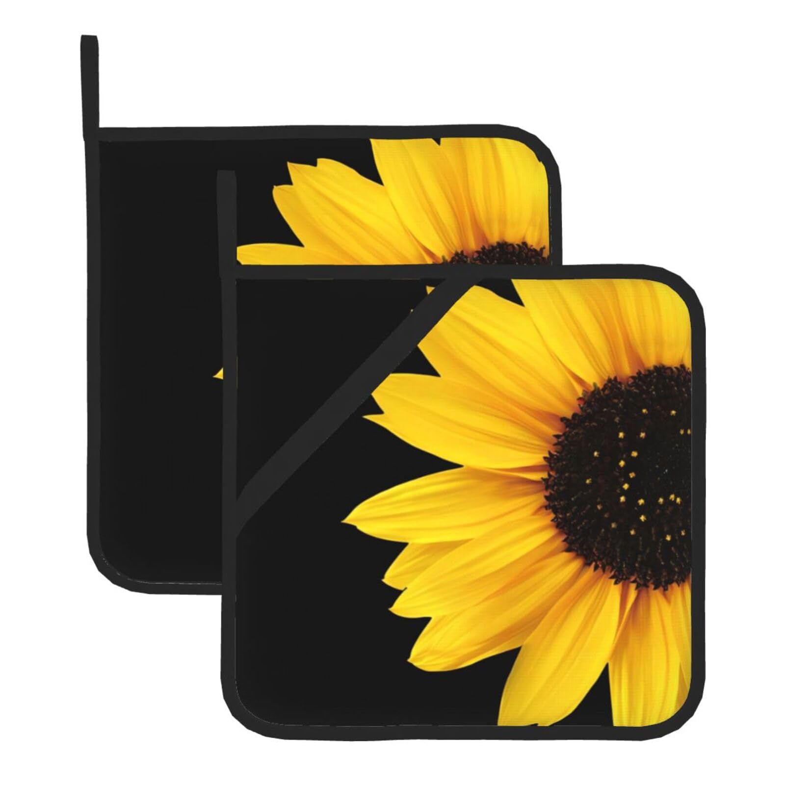 WHJSHOP Wild Flower Sunflower Prints Square Hot Pads for Kitchen Counter - Thick Heat Resistant Trivets for Microwave & Oven, BBQ Grilling Cover (2 Pack)