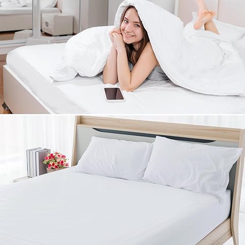 Miniatura 7 de WINKAURA Funda protectora de colchón tamaño matrimonial (con bolsillos de hasta 18 pulgadas de profundidad), tela superior suave y agradable al