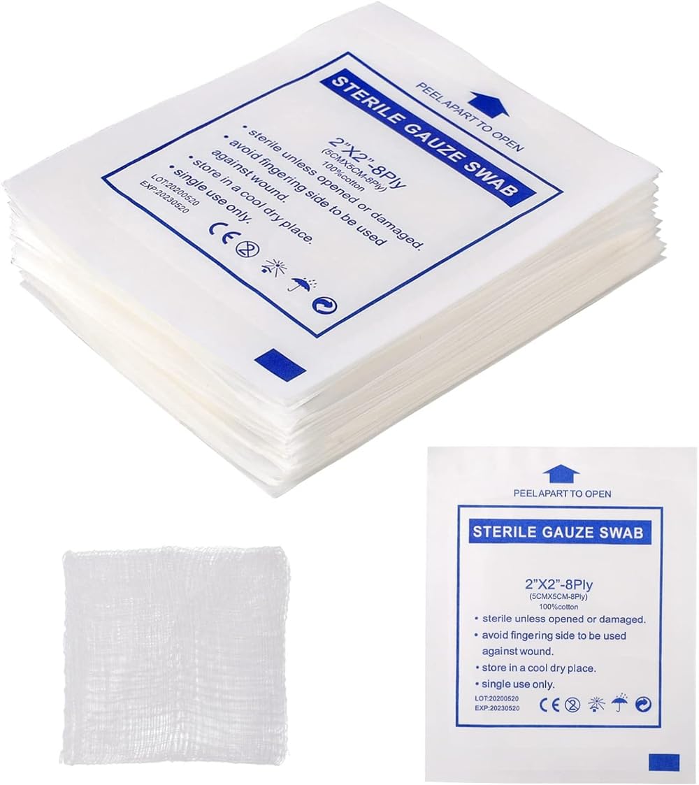 30Pcs Gauze Swabs, Non Woven Cotton Gauze Pads, Disposable Gauze, Swabs Bleeding Stop Gauze, Sterile Dressings Cotton Gauze, Absorbent Cotton Gauzes, Household Supplies for Home Outdoor (5 x 5cm)