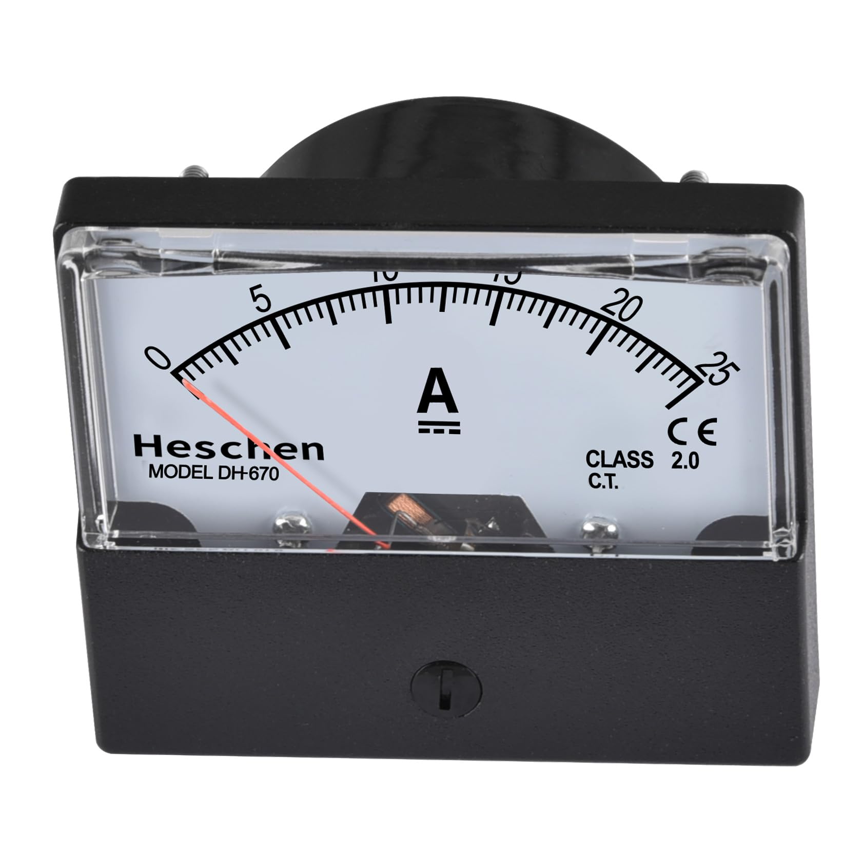 Heschen Tester dell'amperometro del misuratore di corrente montato su pannello rettangolare, DH-670, CC 0-25A, classe 2.0
