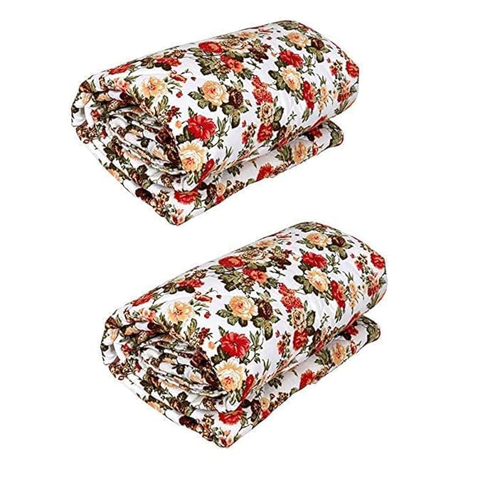 TEEJA Microfiber All-Weather 120 GSM Printed Lightweight Reversible Design Set of 2 Single Bed AC Dohar Blanket Combo Microfiber, Polycotton Set of 2 Pc (Single Bed, RED KACHRA Set of 2)-image-35