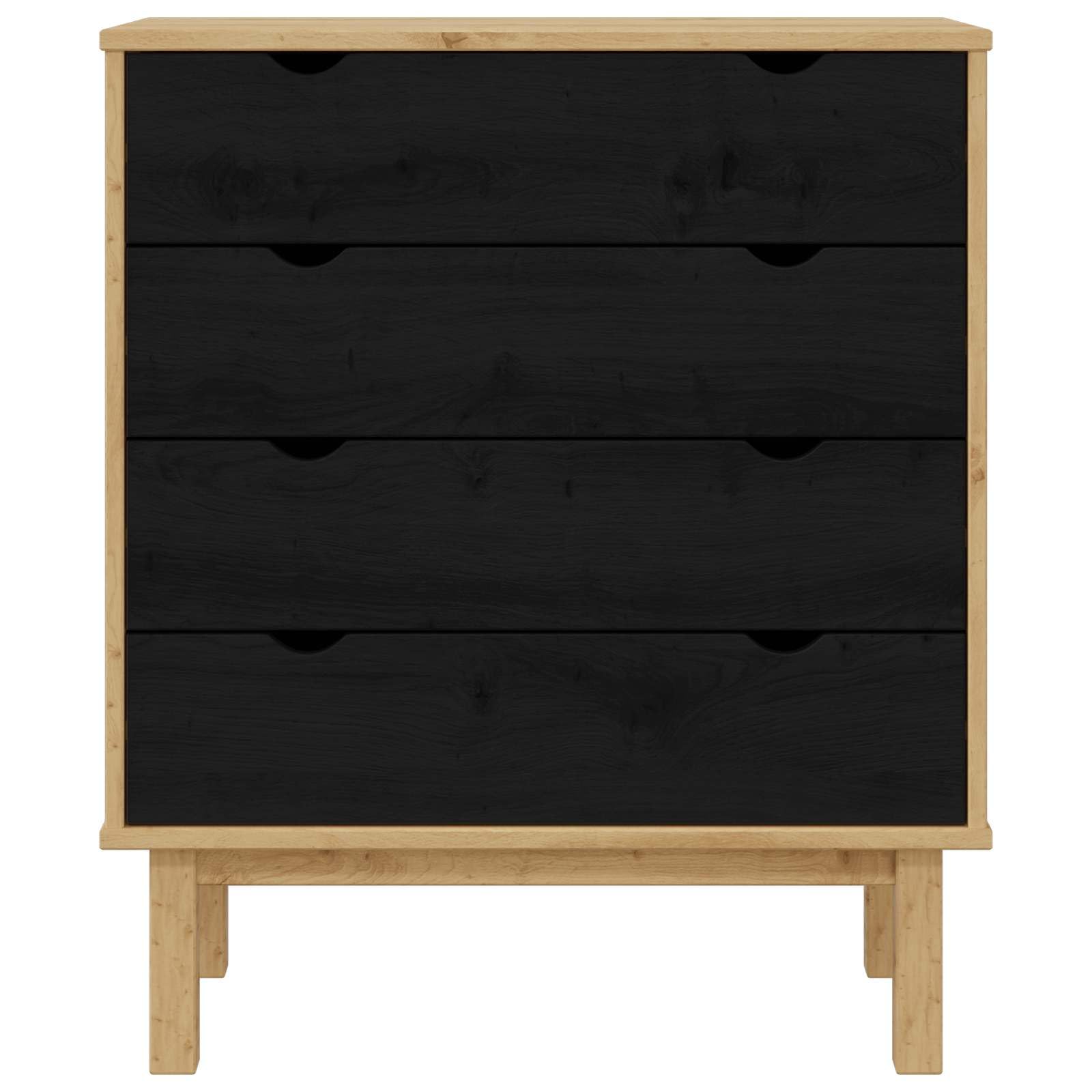 vidaXL Komoda z szufladami z szufladą OTTA Czarny 76,5 x 39,5 x 90 cm