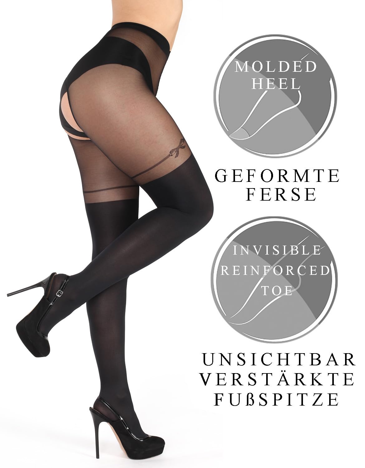 BANANALU 20 Collant Sexy Ouvert sopra il ginocchio con cavallo aperto Cutout