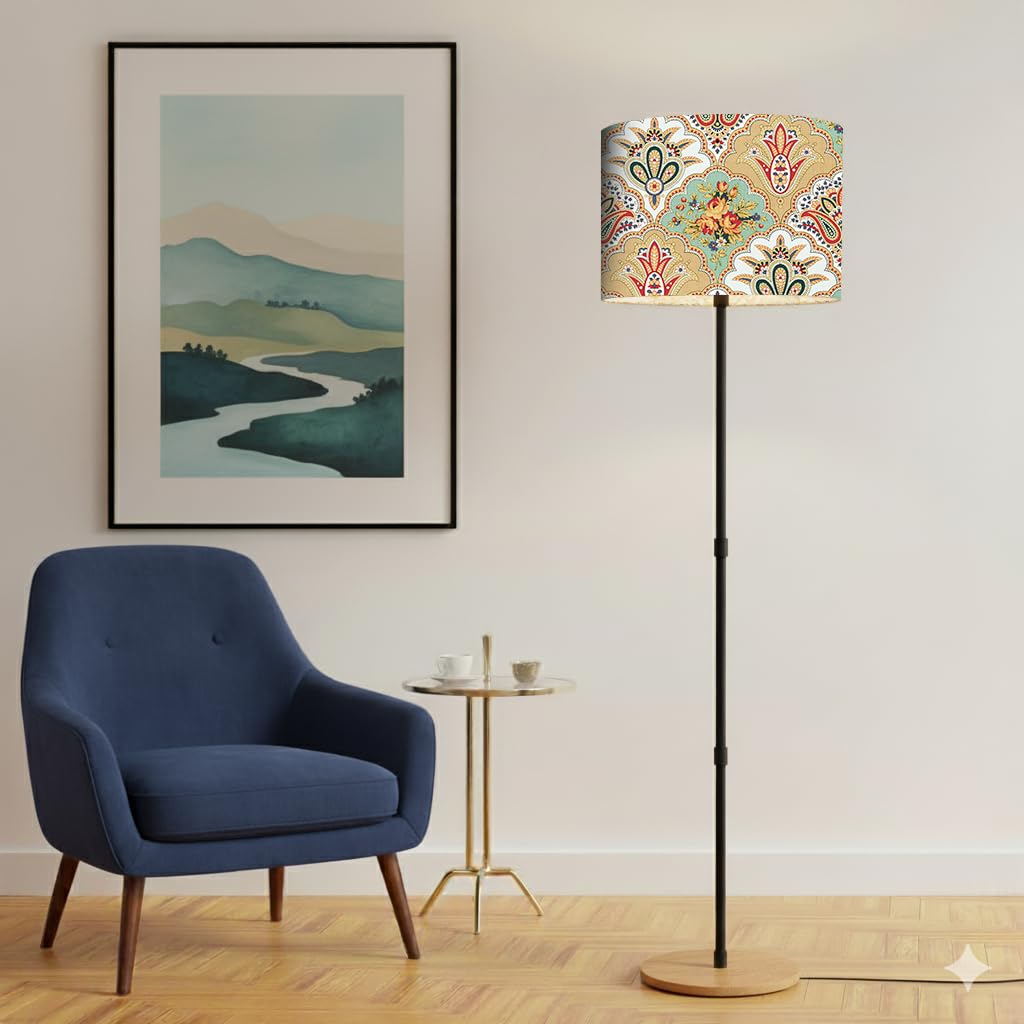 Rellon Industries Floor Lamp for Living Room with 3 Shelves Decorative Metal Floor Lamp Standing Home Decoration Floor JuteLamp Shade Reading for Bedroom, Office,Kitchen (A4)-picture-15