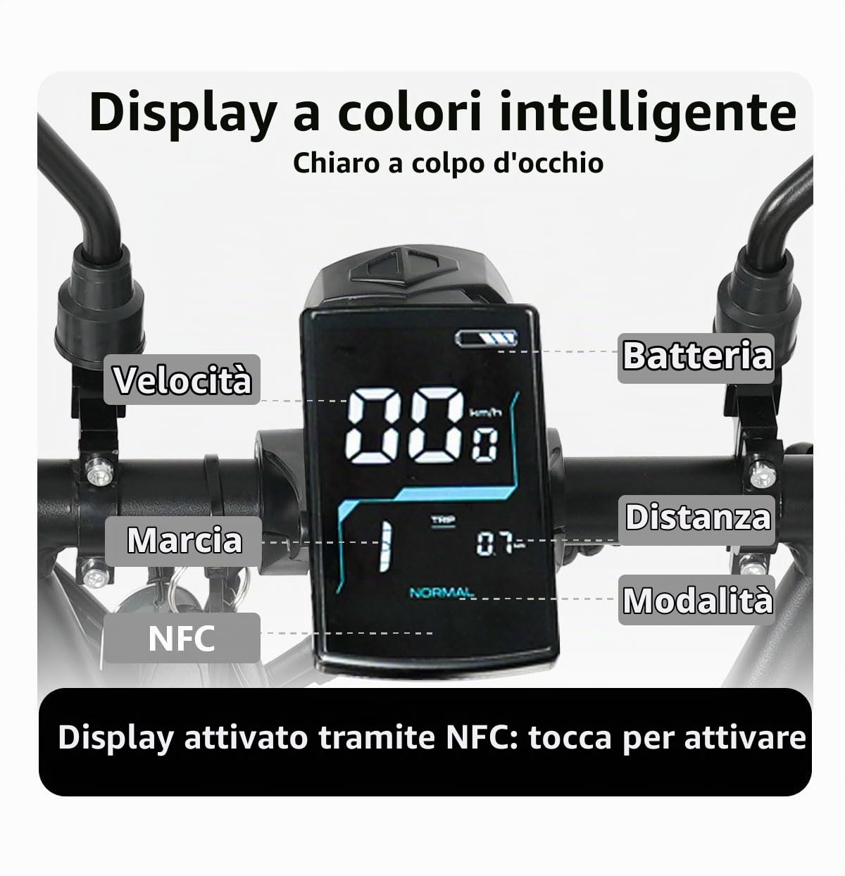 cysum AG1 Gary: triciclo elettrico pieghevole da 20 pollici, dotato di batteria da 48 V e 20 Ah, con un'autonomia di 100-120kilometers, Supporta la tecnologia NFC e la funzione di retromarcia