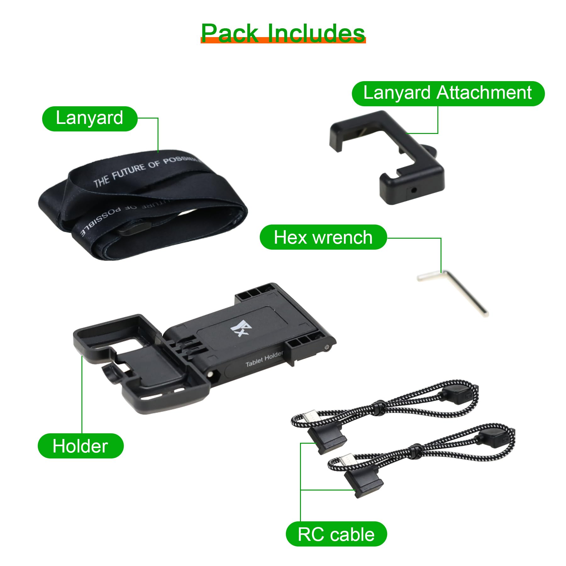Supporto per tablet RC-N3, N2, N1, N1C da 7,9 a 11 pollici, con cavo RC, cordino per DJI Air 3S/3/2S/2, Mini 4K/2 SE/5/4 Pro/3, Neo, Flip, Mavic 3 controller, accessori di controllo serie