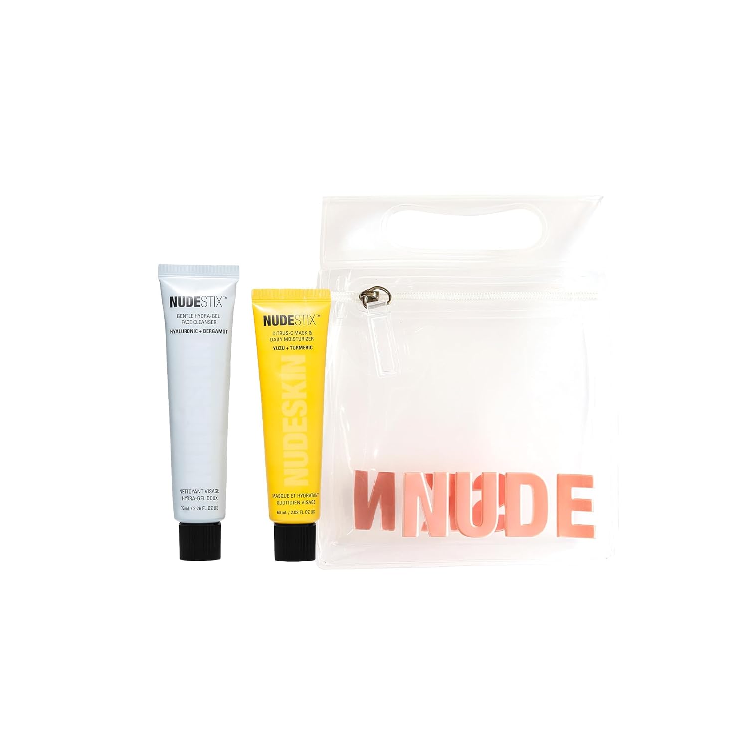 Nudestix Nude Basics Kit – 2-Piece Vegan Skincare Set with Gentle Hydra-Gel Cleanser & Citrus-C Daily Moisturizer | Clean, Multi-Tasking Essentials for Glowing Skin | Travel-Friendly Starter Kit