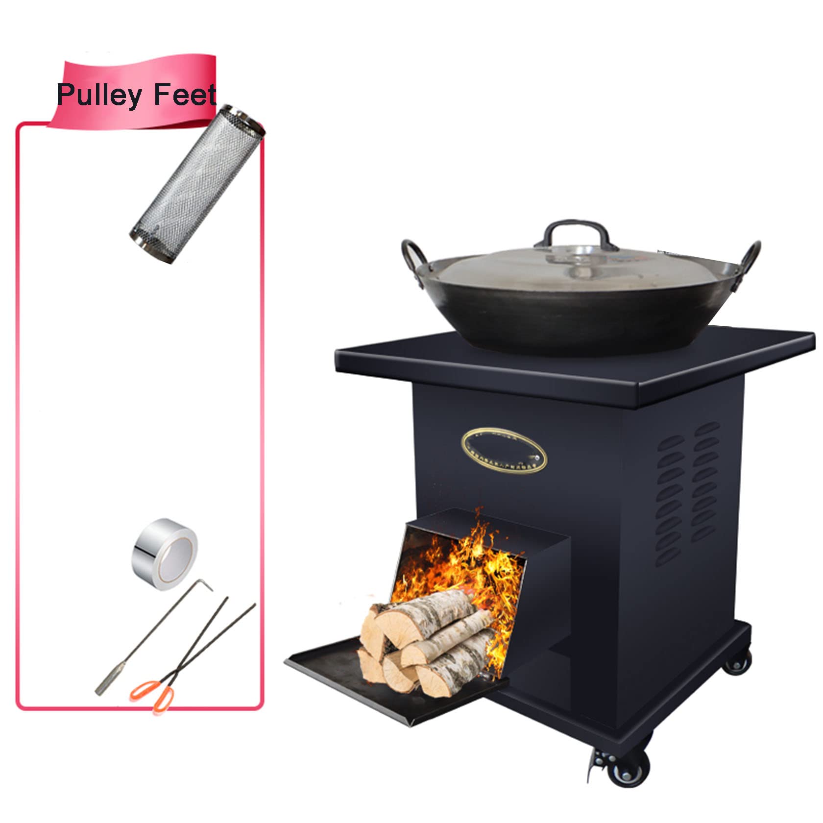 Firewood Stove, Cast Iron Wood Burning Stove, With Iron Pot, Suitable for  Indoor Outdoor Heating, Daily Cooking, Outdoor Camping, BBQ,Mobile :  Amazon.nl: Garden