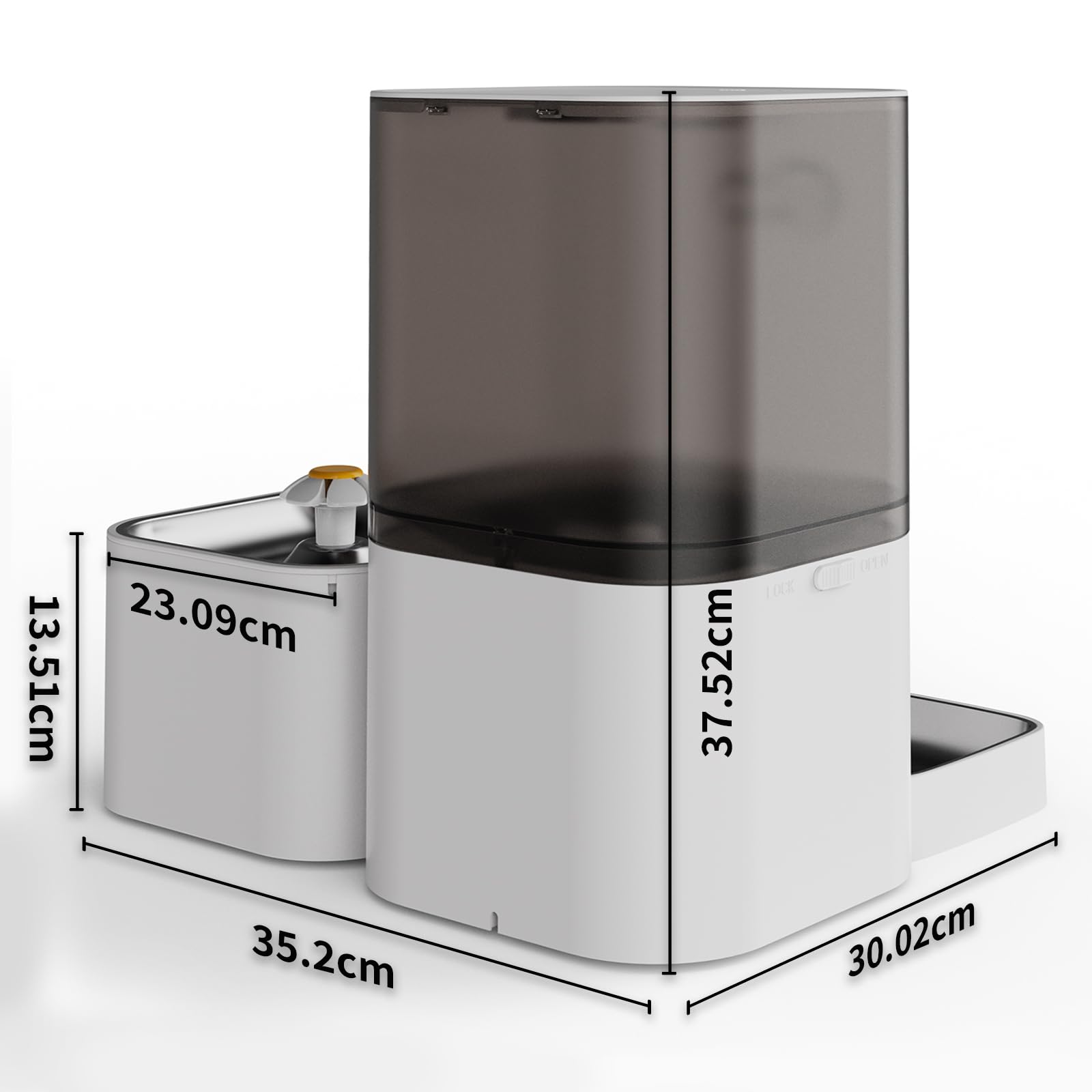 DOEL Distributore automatico di cibo e acqua 2 in 1 per gatti, dispenser di cibo secco di grande volume da 6 litri + dispenser d'acqua da 2,5 litri con controllo app, registrazione vocale