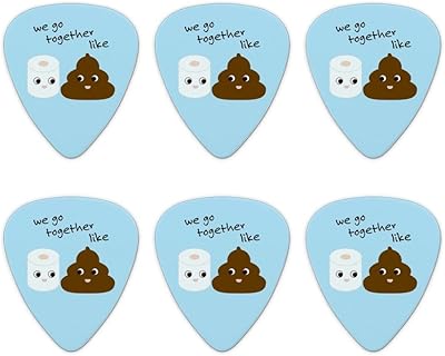 Toilet Paper and Poop We Go Together Like Funny Friends Novelty Guitar Picks Medium Gauge - Set of 6
