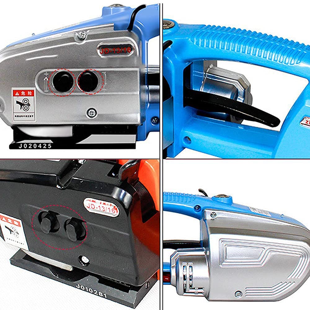 Portatile Reggiatrice,Reggiatrice Elettrica Professionale,per Legare E Fissare Nastro PP/Pet da 13-16Mm di Larghezza,Pressa Elettrica A Batteria 3000Mah.,Blue