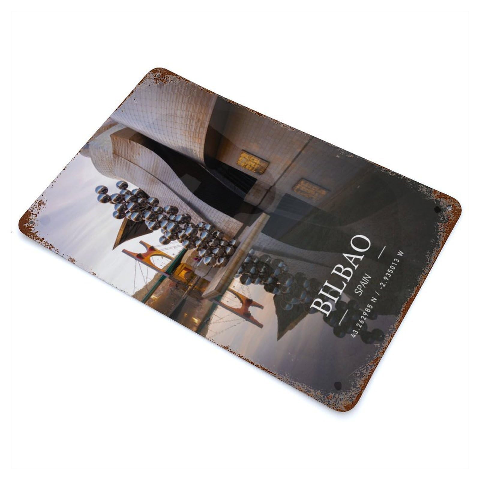 BILBAO Decorative Tin Sign 11.8"x7.9", for Bistro, Counter And Cafe Decor, Retro Wall Decor