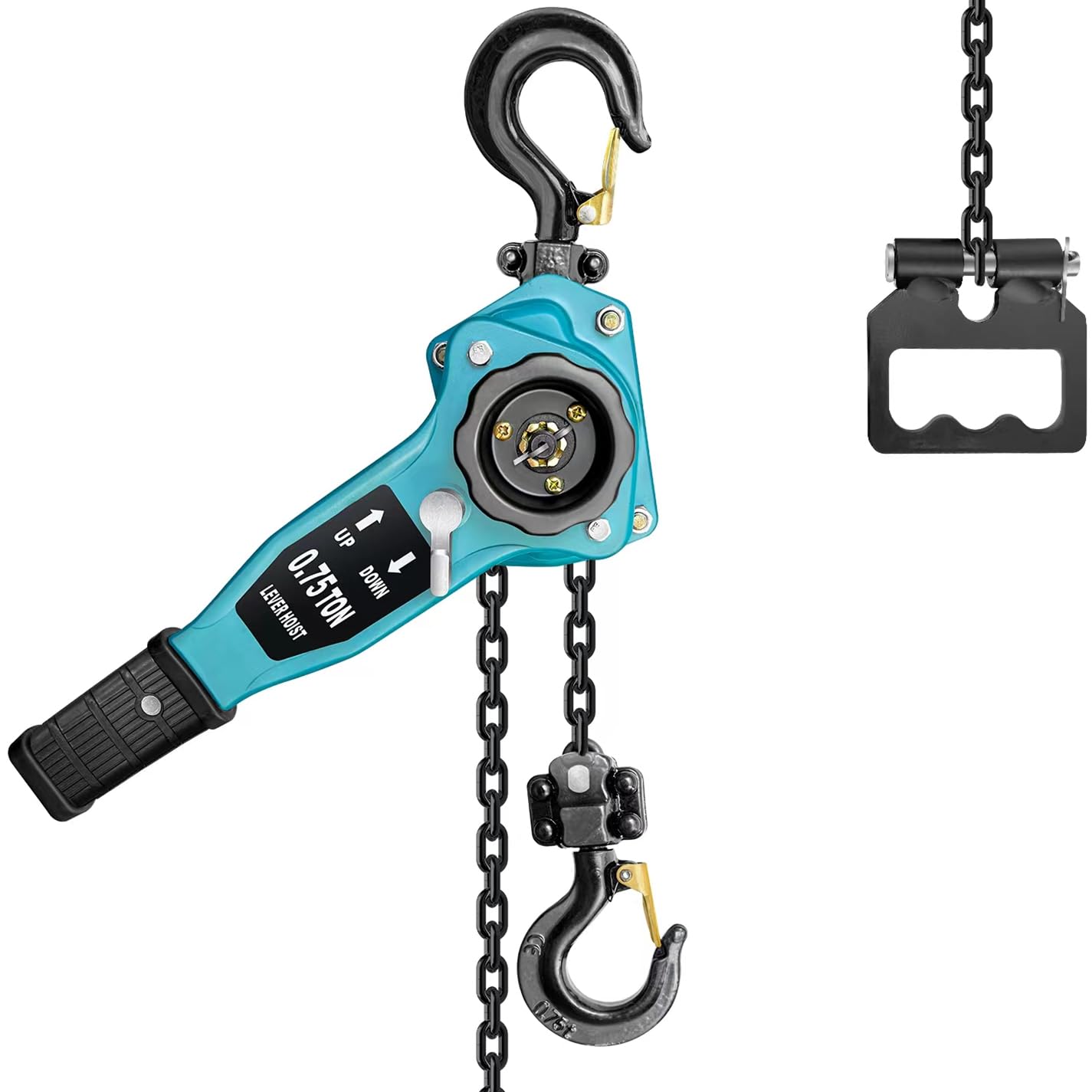 Manual Lever Chain Hoist 3/4 Ton 1650 lbs Lever Hoist 5 ft Ratchet Chain Puller Hoist|2 Heavy Duty Hooks G80 Chain|Industrial Grade Steel Construction (5FT, BLUE)