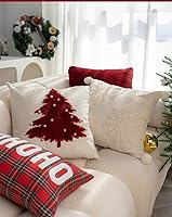 Vista 1 de Lently Funda de cojín bordada decorativa navideña (E_ Jingle Bell árbol de Navidad, 18 x 18 pulgadas)