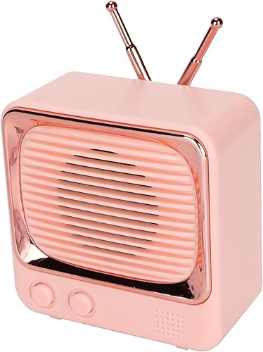 Miniatura 2 de SUNGOOYUE Retro TV Style BT 5.0 Wireless Speaker, Macaron Design, ABS Plastic, 3W Output, 8-9 Hours Battery Life, Portable with HiFi Sound (Pink)