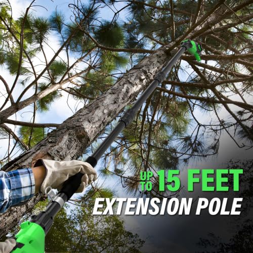 Image of SOYUS 2-in-1 8-Inch Pole Saw and 18-Inch Pole Hedge Trimmer 2.0Ah Battery