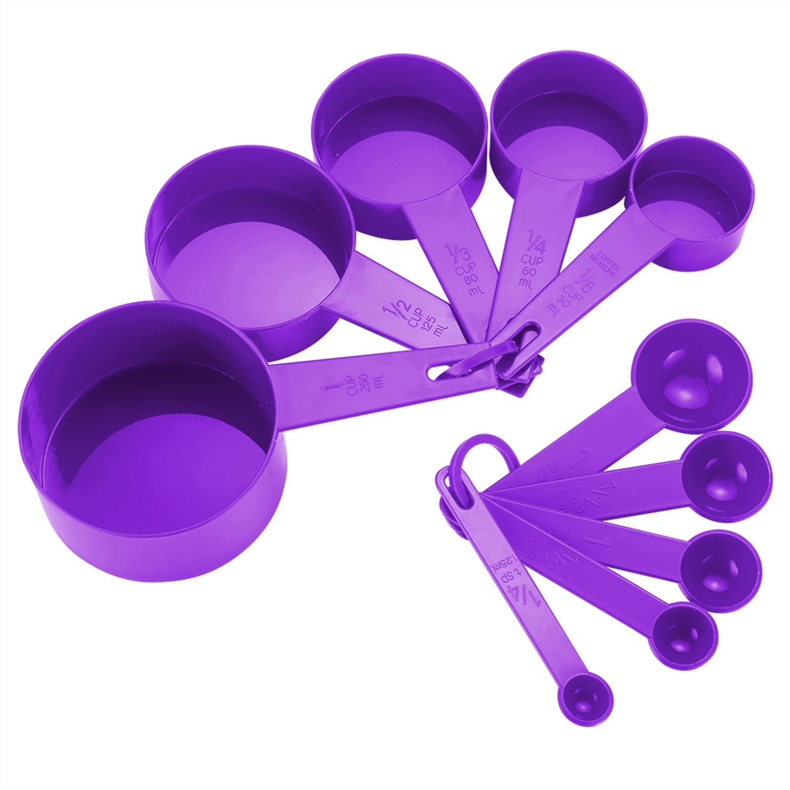 5 sztuk/zestaw 7 kolorów plastikowe kubki miarowe miarki skala kuchenne narzędzia kuchenne zestaw miarowy do pieczenia kawy cukier sól (kolor: niebieska łyżka) (fioletowa łyżka)