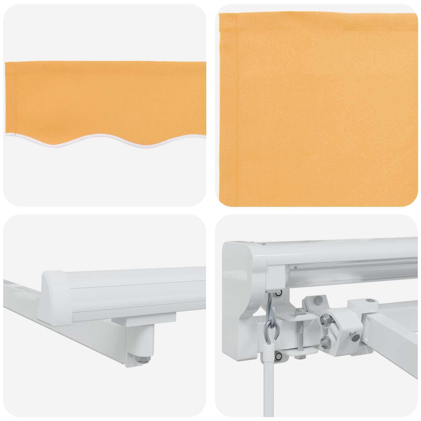Store banne rétractable Manuel Sable 4 x 3 m Toile Polyester 240 g/m2 Cadre Aluminium Acier Enduit, pour terrasse Balcon Jardin Patio, ombrage Contre Soleil et Pluie