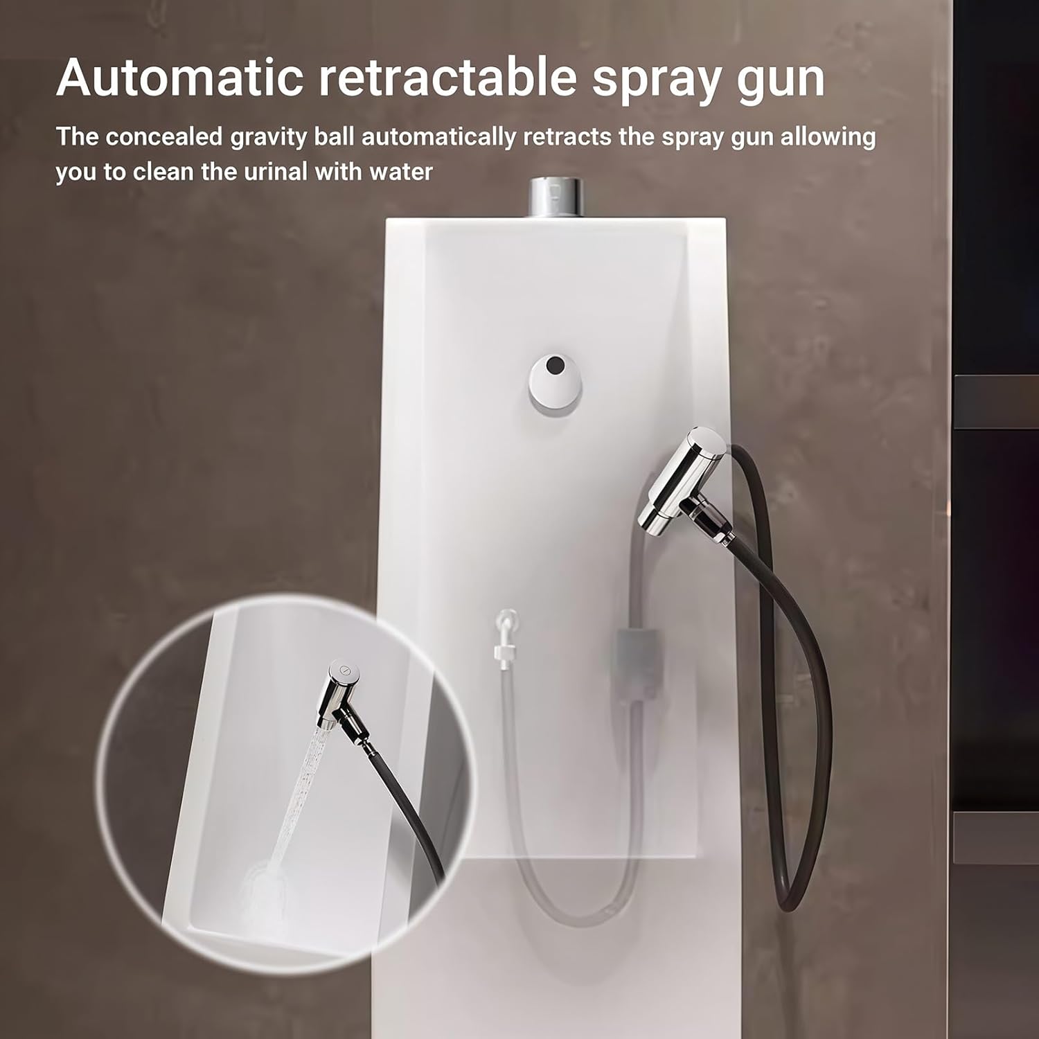 Adjustable Wall-Mounted Ceramic Urinal With Water Gun,Ceramic Urinals for Men Spill Proof Nighttime,for Bathroom Commercial Hotel Garage Bar,Public Toilet(Green)