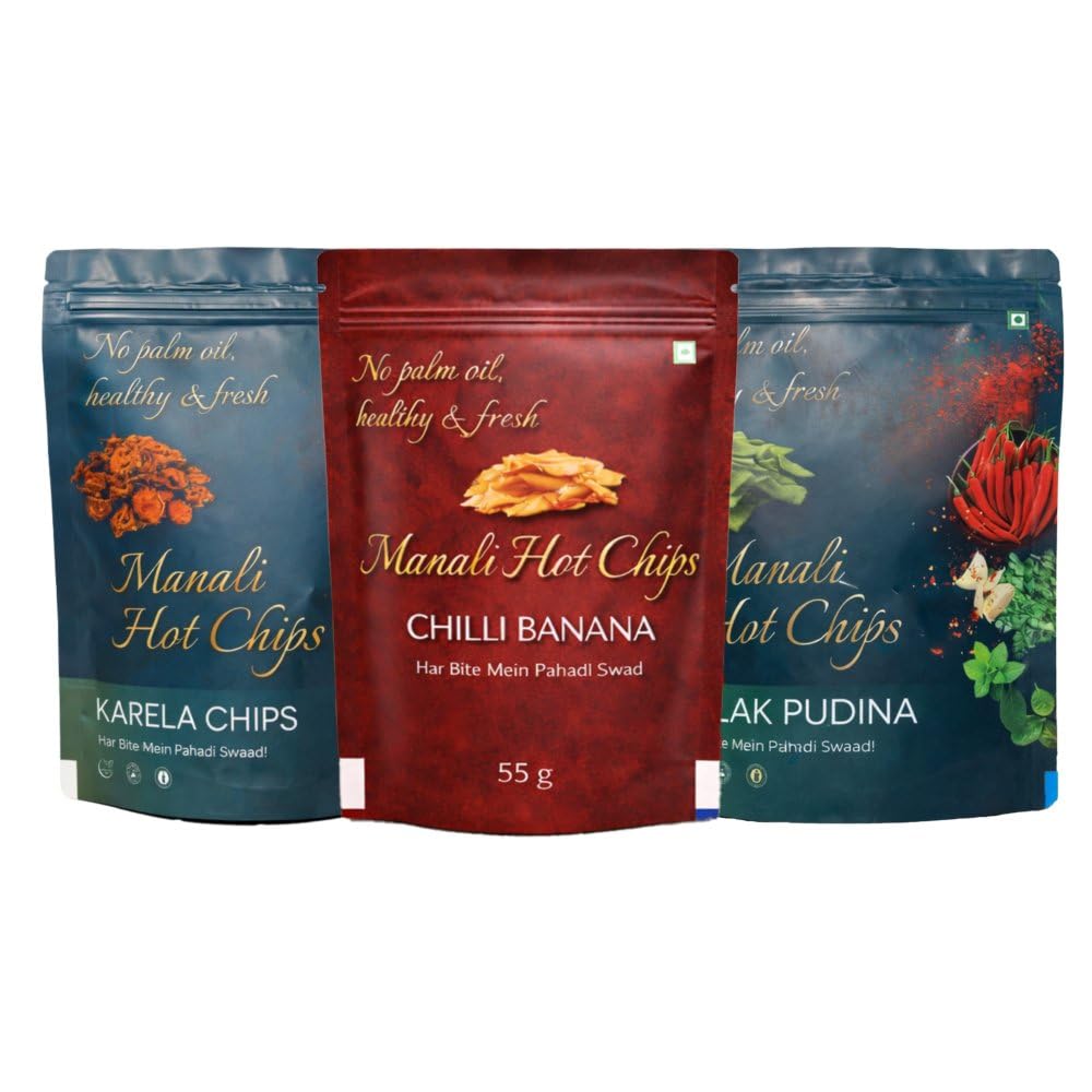 Manali Hot Chips Organic Potato Wafers Palak Pudina Flavor 55g | Farm Fresh Thin & Crunchy Crispy Snack | No Palm Oil-image-44