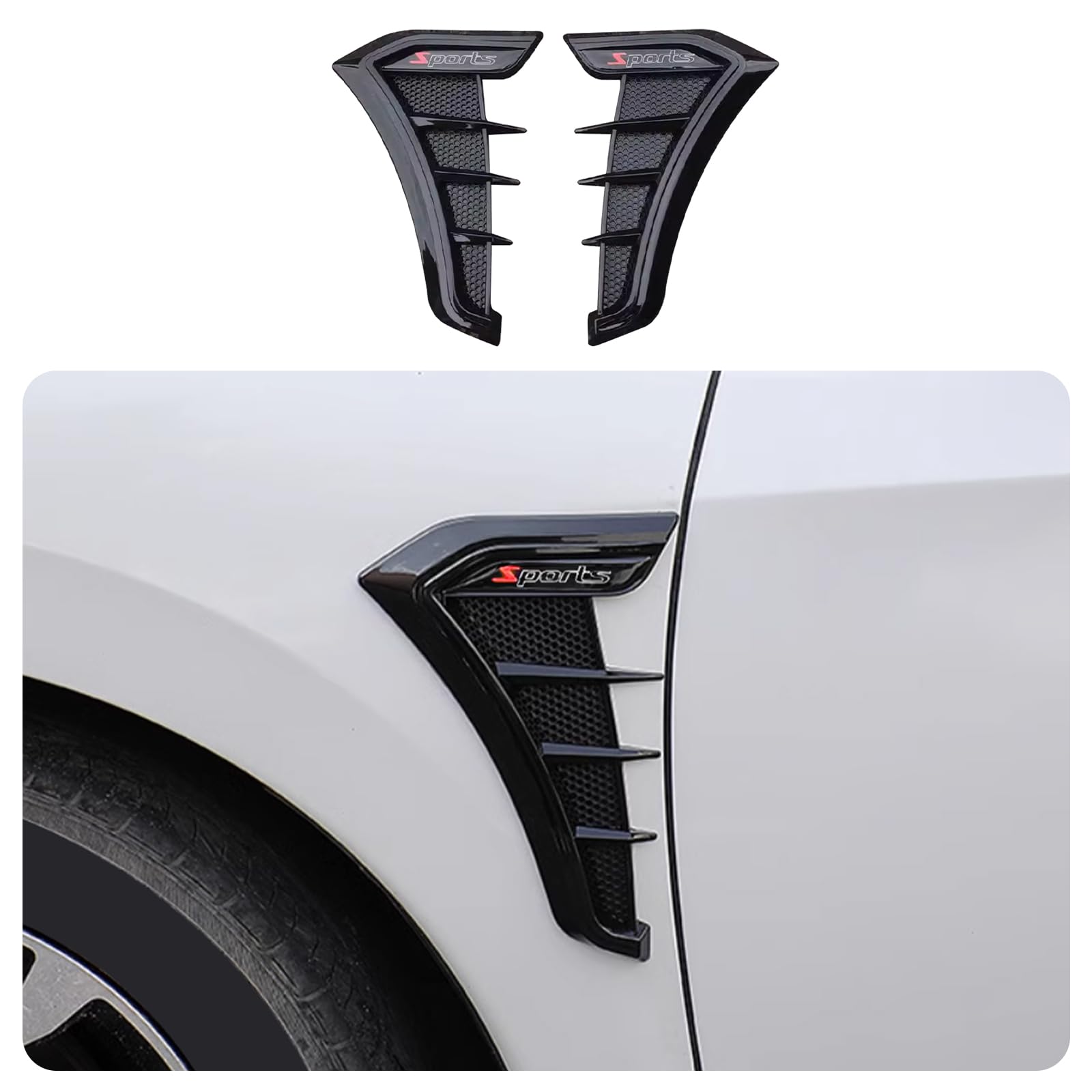 KELEIMAI Car Accessories Fit for Nissan New Rogue 2021 2022 2023 Side Door Air Flow Fender Vent Outlet Cover Trim Decor Sticker (Glossy Black) 2PCS
