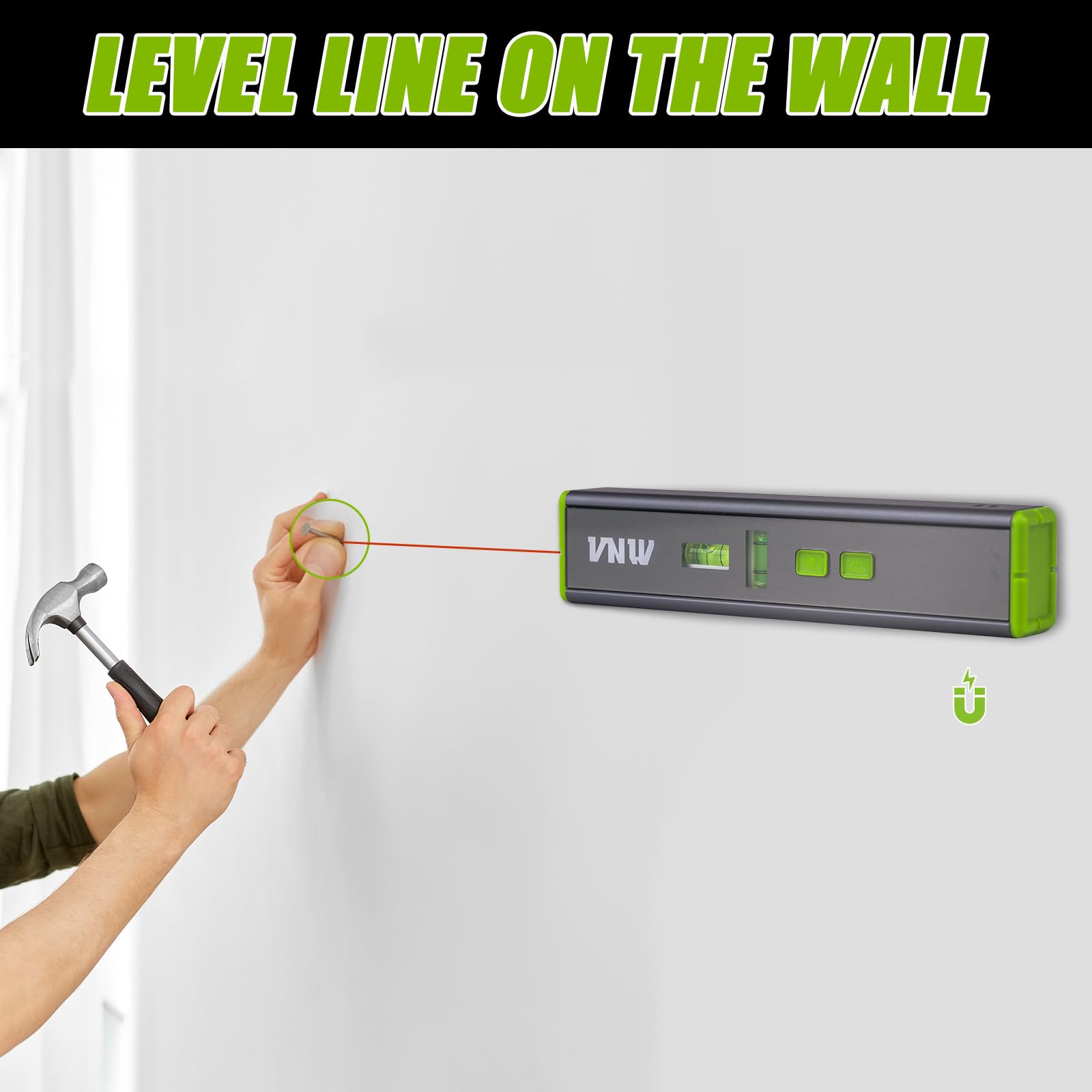 Laser Level with 90°/180° Bubbles and Magnetic