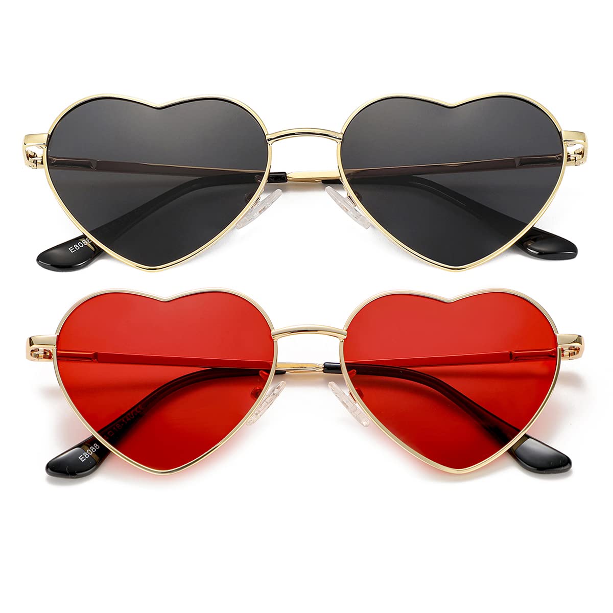 Occhiali da sole polarizzati a forma di cuore da donna con montatura in metallo e lenti protettive UV400